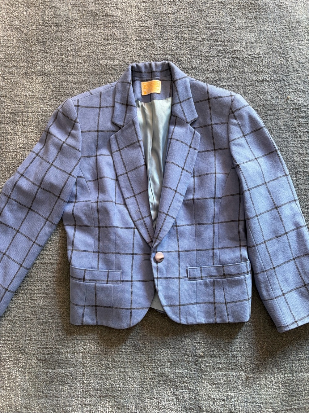 Vintage Pendleton Cropped Blue Single-Button Blazer